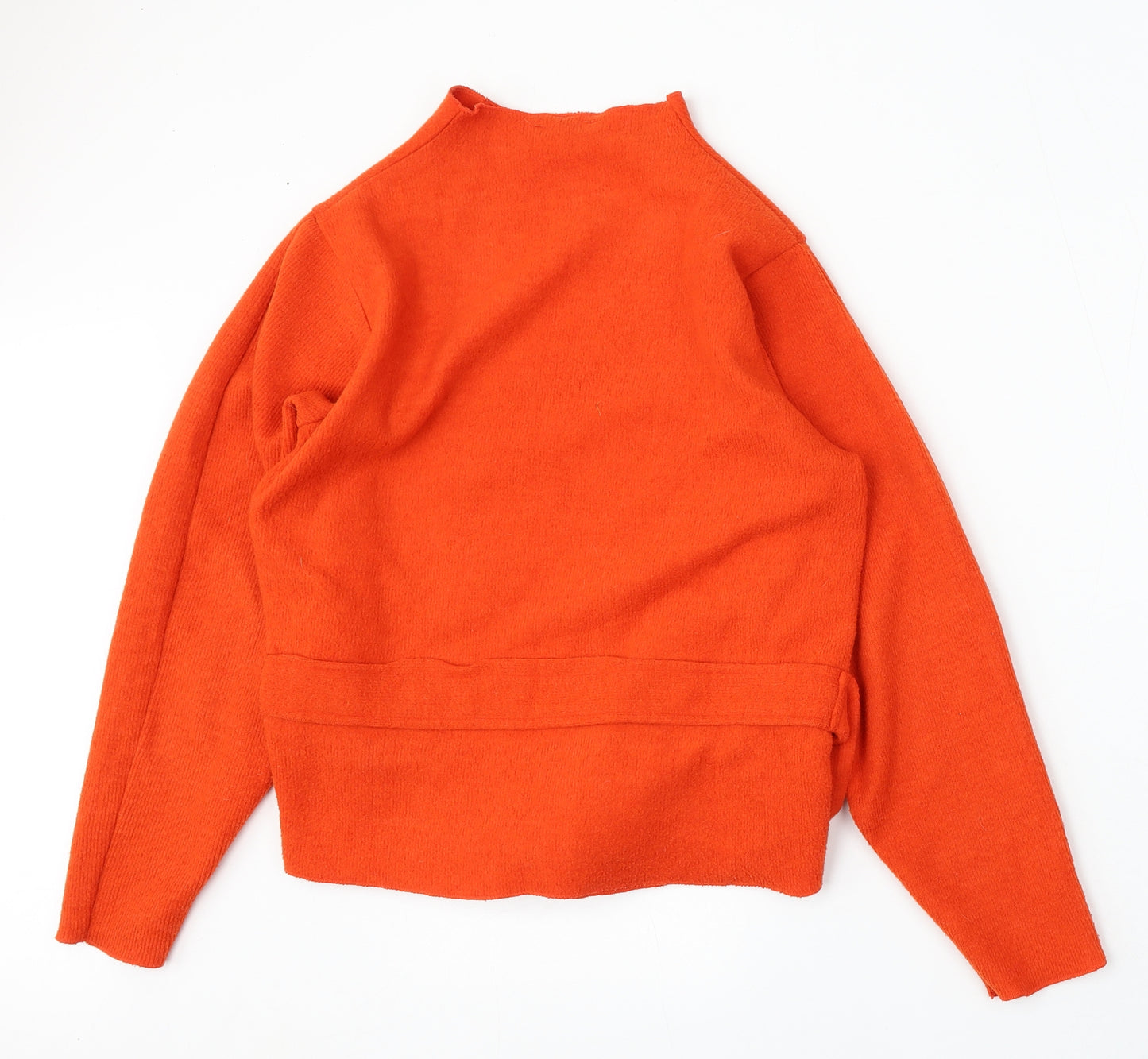 Zara Womens Orange Mock Neck Polyester Pullover Jumper Size S