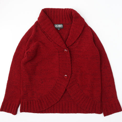 Casamia Womens Red Roll Neck Polyester Cardigan Jumper Size M