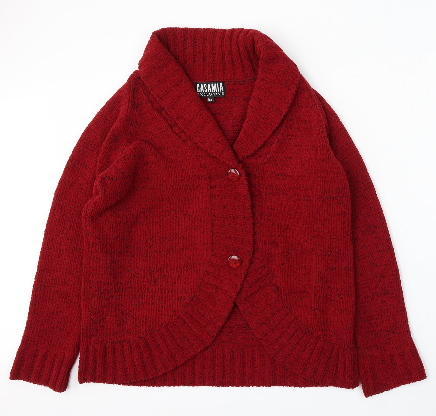 Casamia Womens Red Roll Neck Polyester Cardigan Jumper Size M