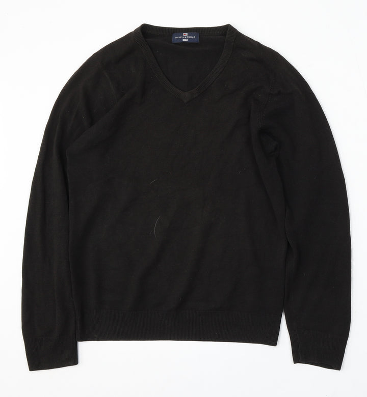Marks and Spencer Mens Black V-Neck Acrylic Pullover Jumper Size S