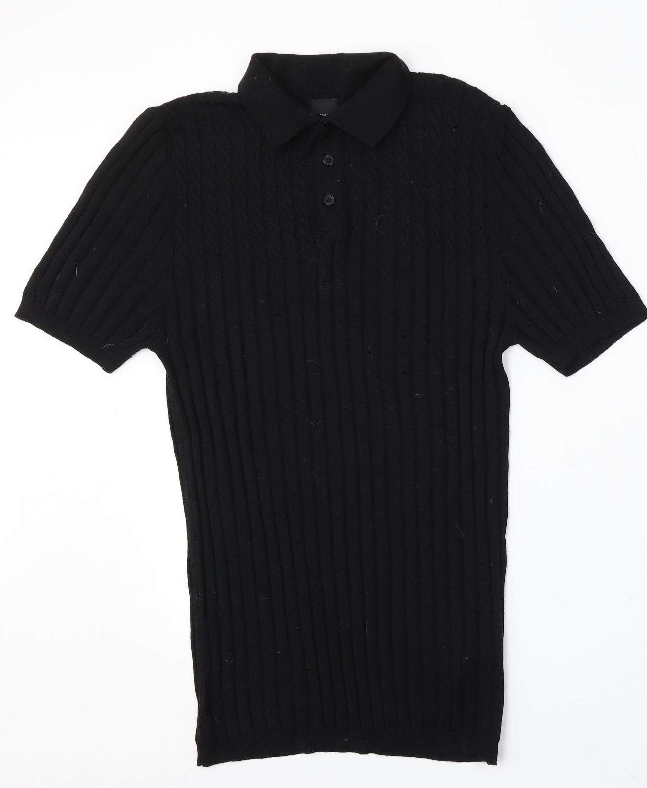 River Island Mens Black Viscose Polo Size M Collared