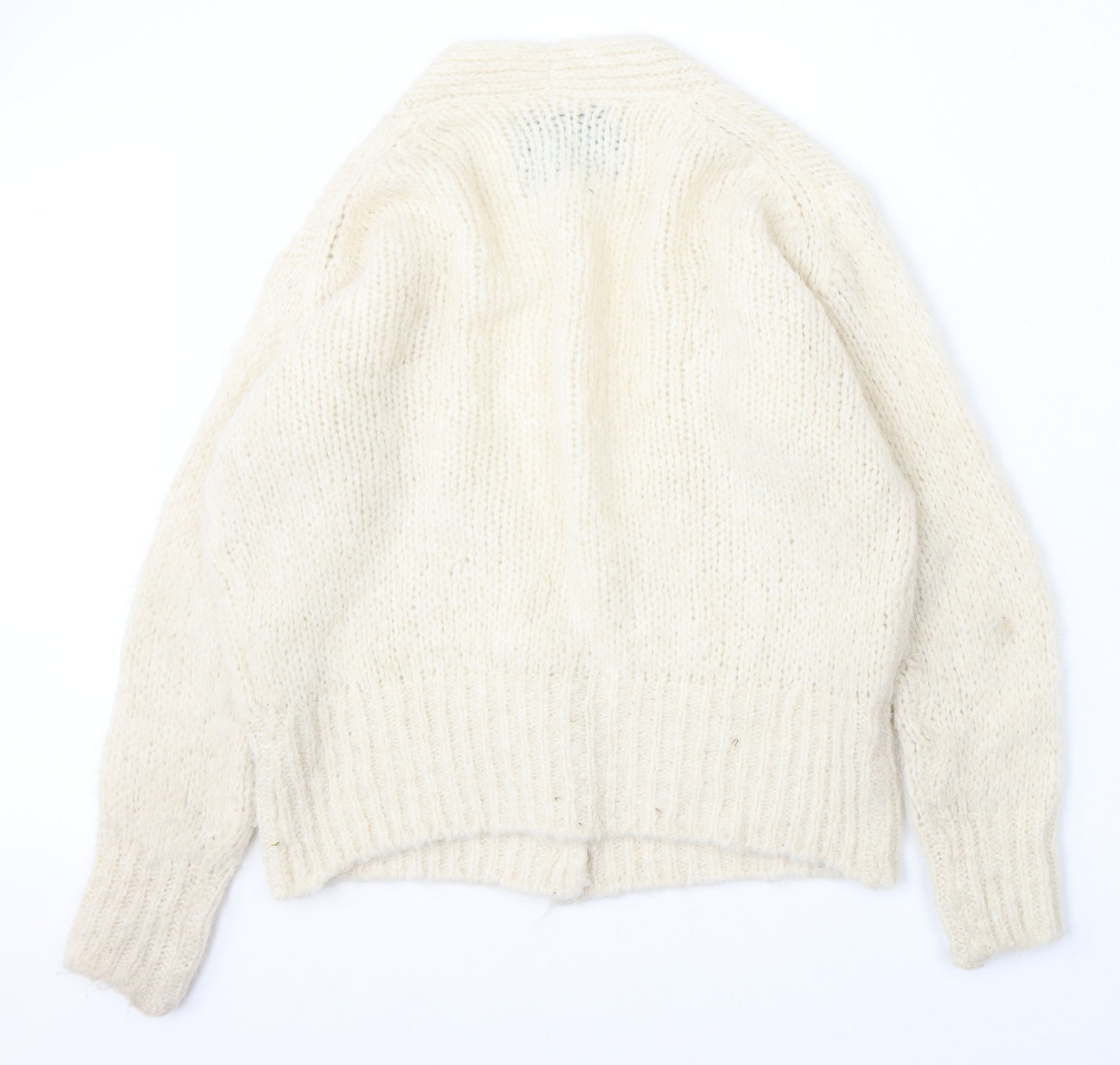 BIMBA Y LOLA Womens Ivory V-Neck Acrylic Cardigan Jumper Size XS