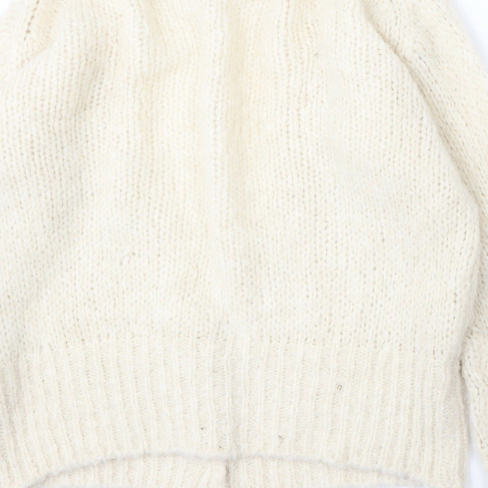 BIMBA Y LOLA Womens Ivory V-Neck Acrylic Cardigan Jumper Size XS