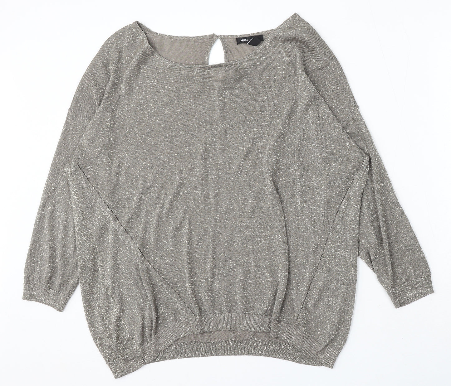 MNG Basics Womens Grey Round Neck Acrylic Pullover Jumper Size L