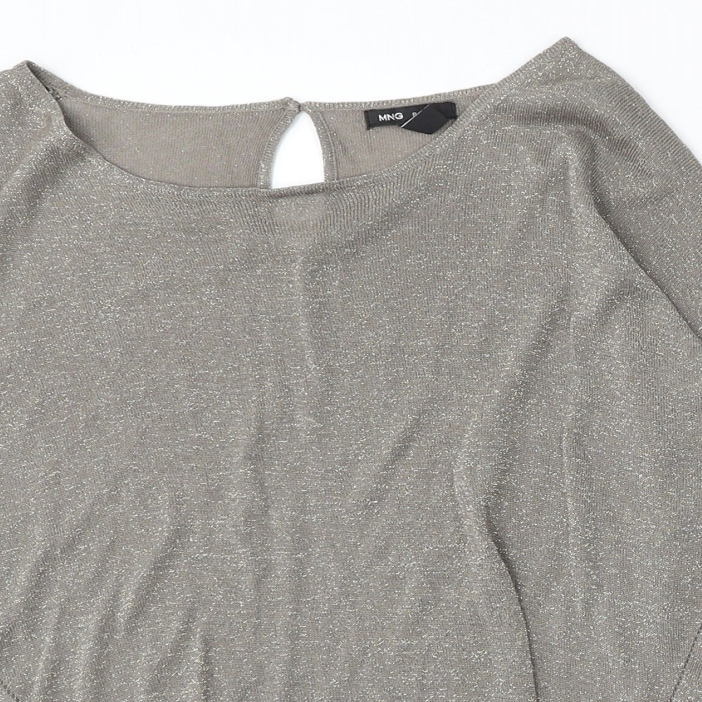 MNG Basics Womens Grey Round Neck Acrylic Pullover Jumper Size L