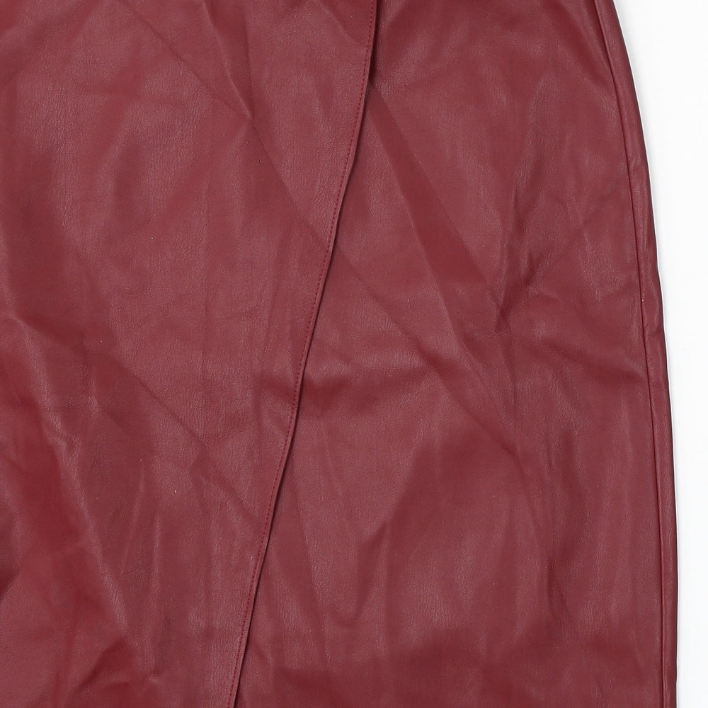River Island Womens Red Polyurethane A-Line Skirt Size 16