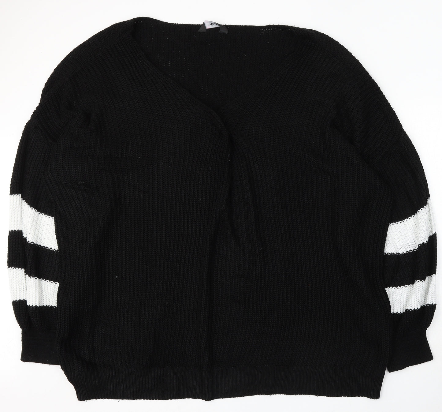 Yours Womens Black Round Neck Acrylic Cardigan Jumper Size 26