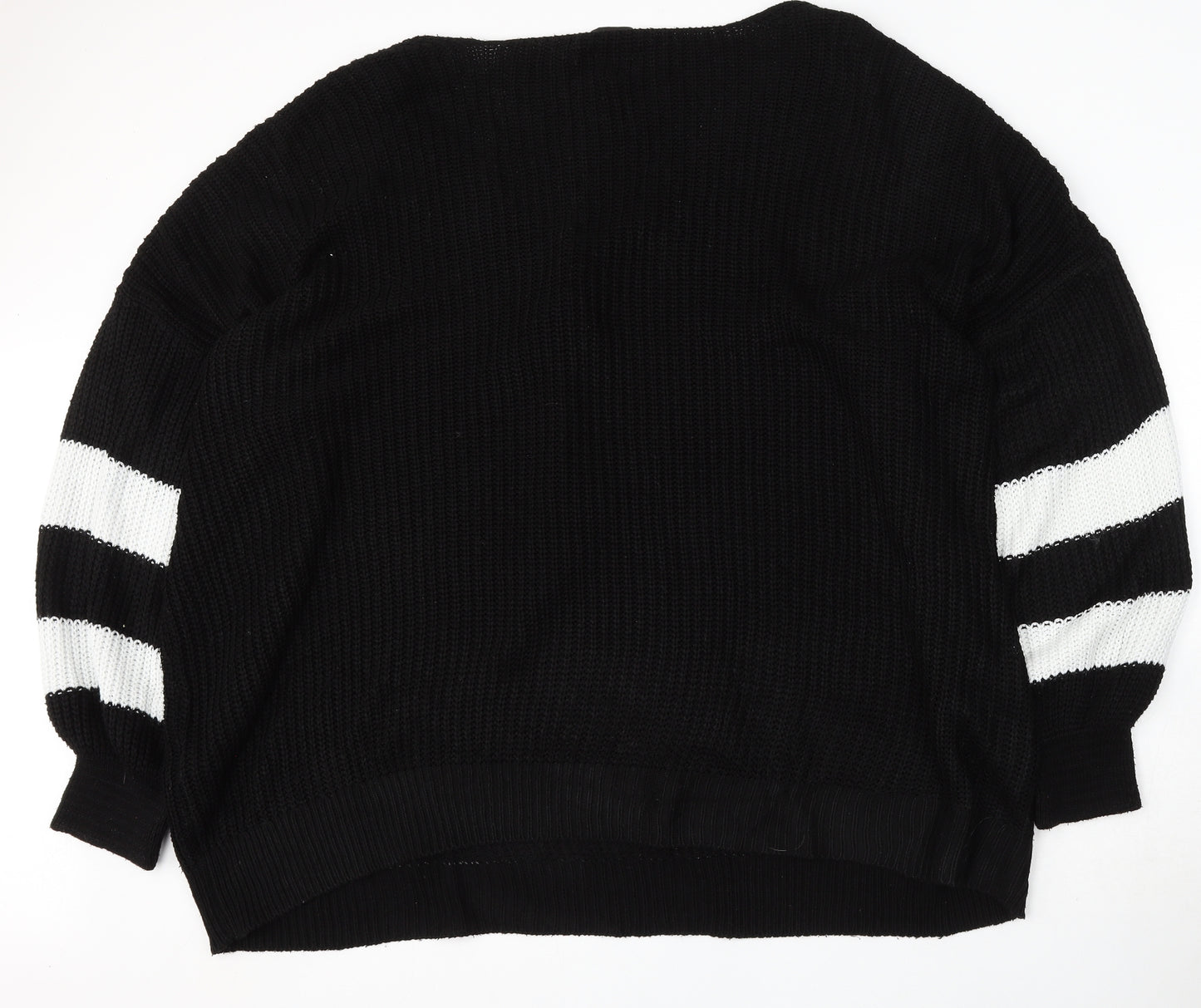 Yours Womens Black Round Neck Acrylic Cardigan Jumper Size 26
