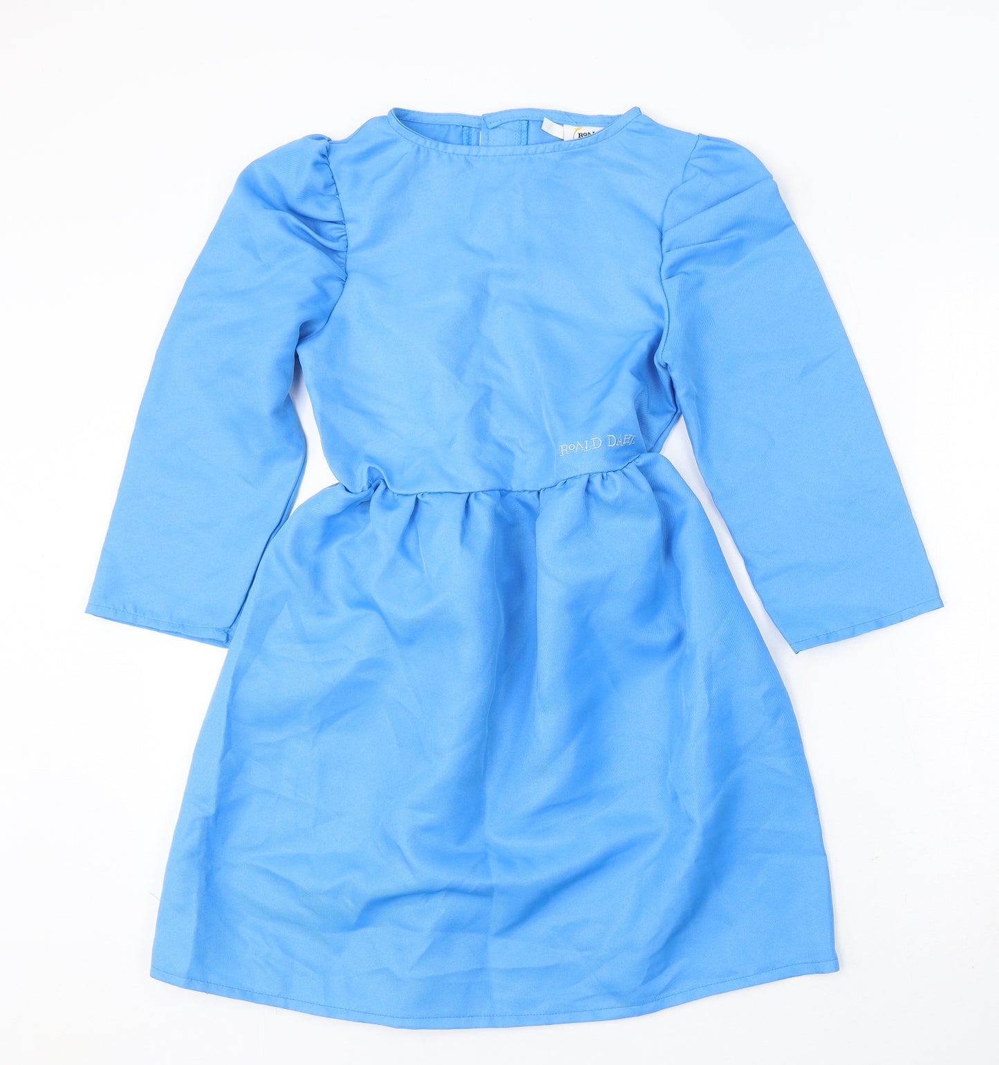 Roald Dahl Girls Blue Polyester Skater Dress Size 7-8 Years Round Neck - Roald Dahl