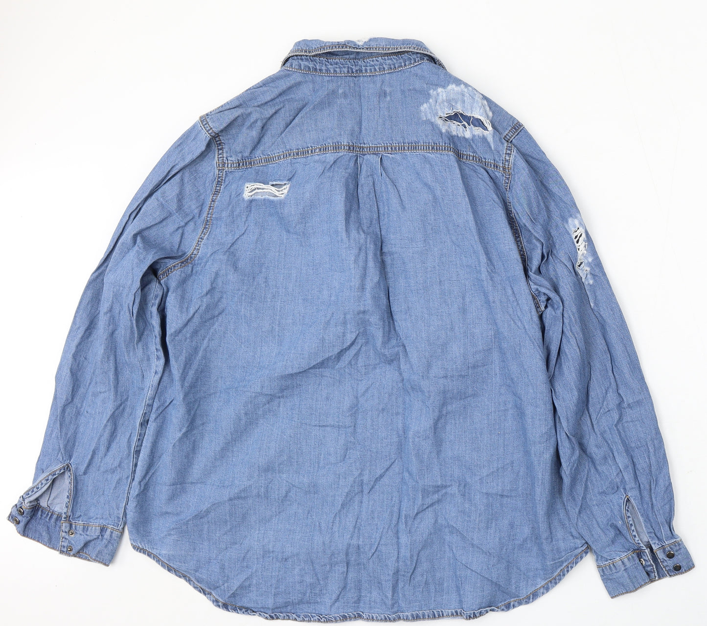 Very Womens Blue Cotton Basic Button-Up Size 20 Collared