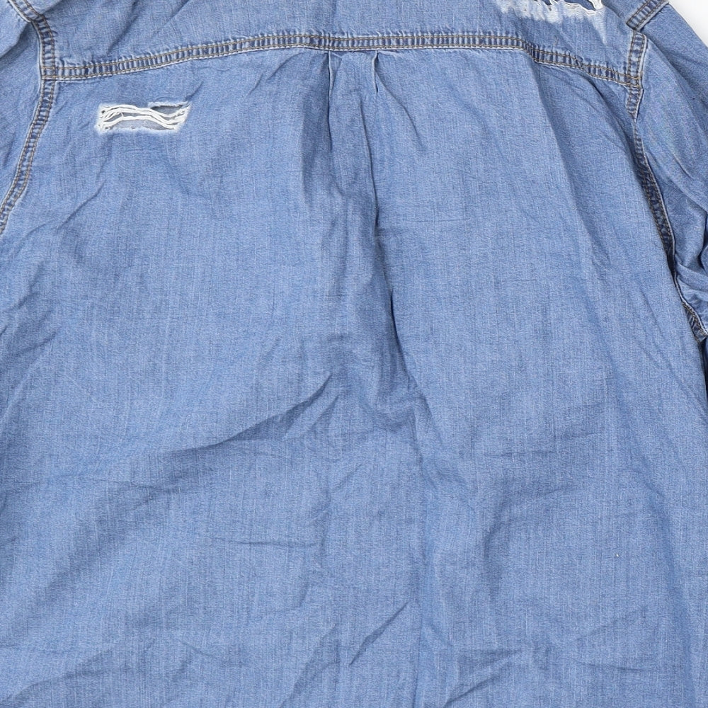 Very Womens Blue Cotton Basic Button-Up Size 20 Collared
