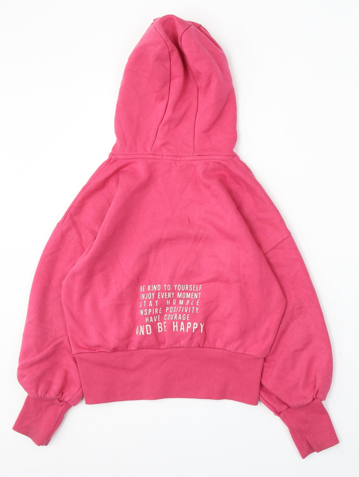 Primark Girls Pink Cotton Pullover Hoodie Size 10-11 Years - positive