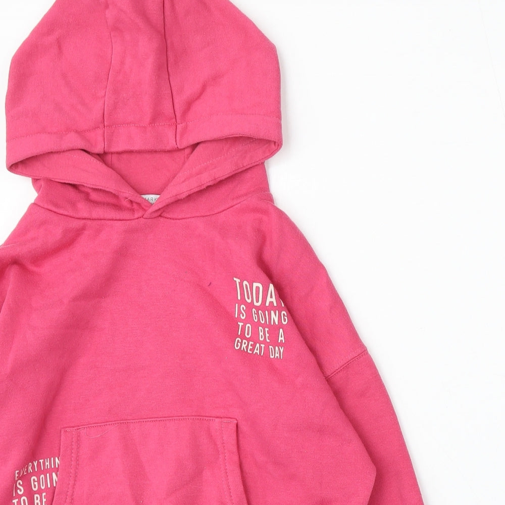 Primark Girls Pink Cotton Pullover Hoodie Size 10-11 Years - positive
