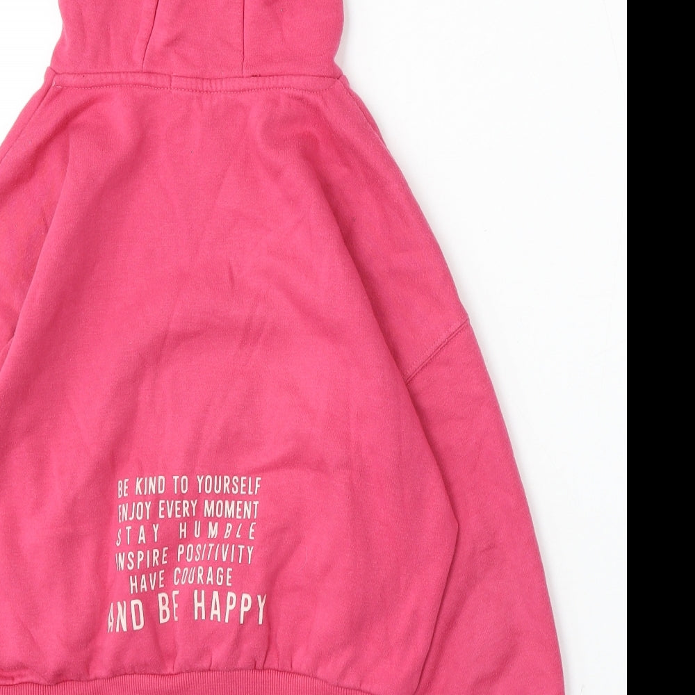 Primark Girls Pink Cotton Pullover Hoodie Size 10-11 Years - positive