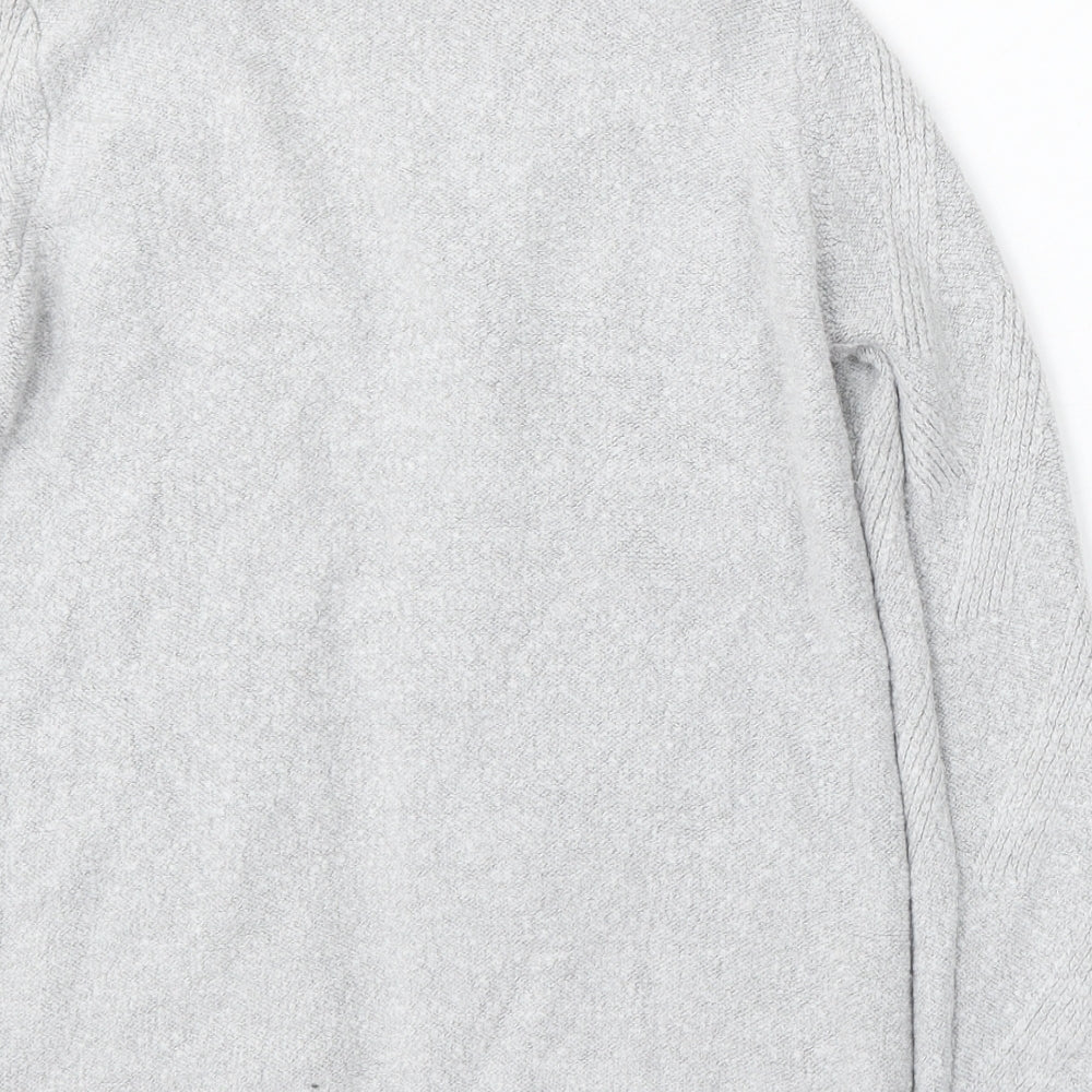 Select Womens Grey V-Neck Acrylic Cardigan Jumper Size M