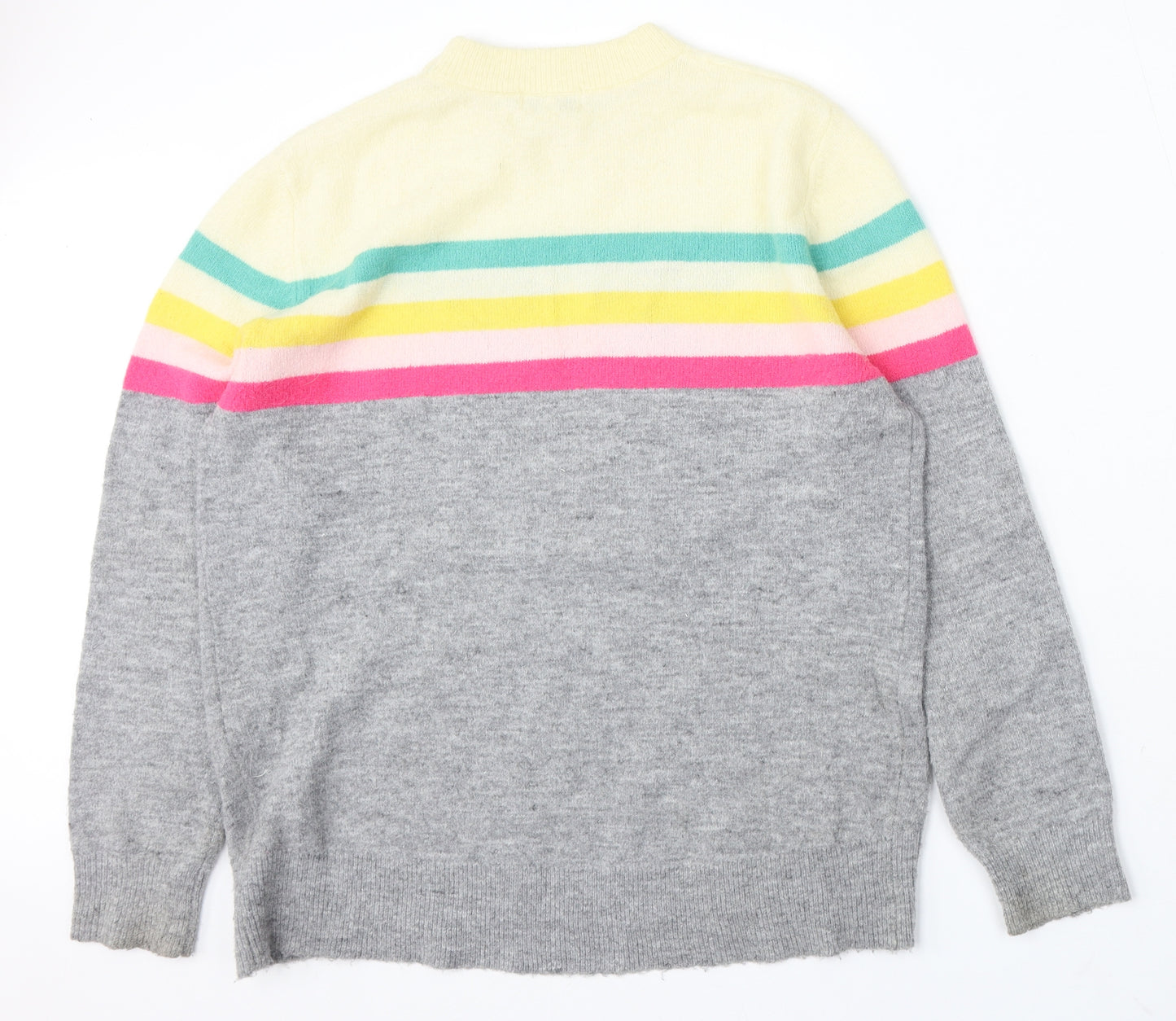 Dear Roses Womens Multicoloured Round Neck Geometric Acrylic Pullover Jumper Size M