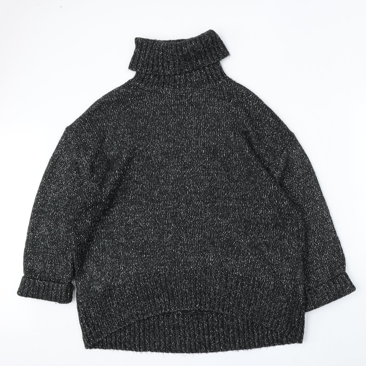 H&M Womens Black Roll Neck Cotton Pullover Jumper Size S