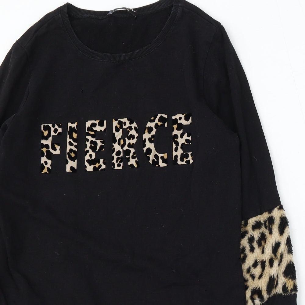 Select Womens Black Cotton Pullover Sweatshirt Size 14 - fierce