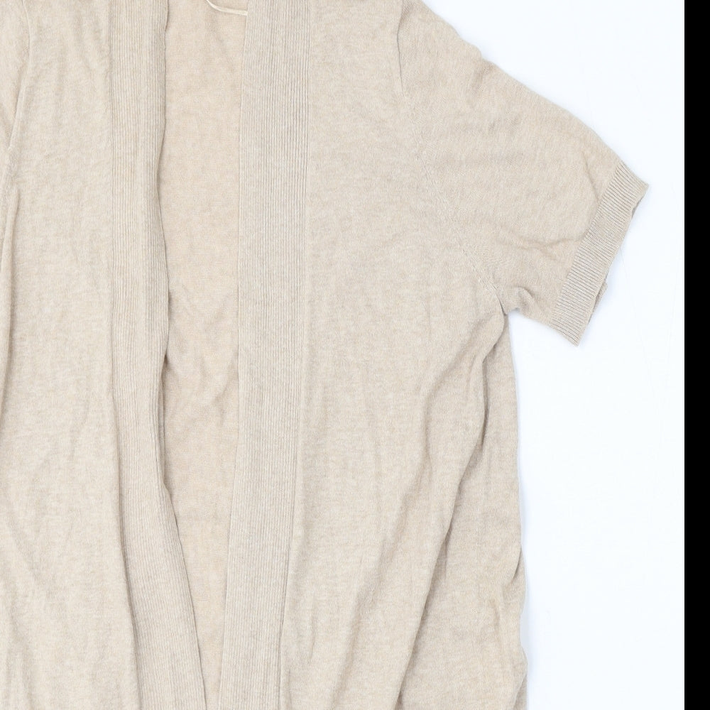 F&F Womens Beige V-Neck Cotton Cardigan Jumper Size 16