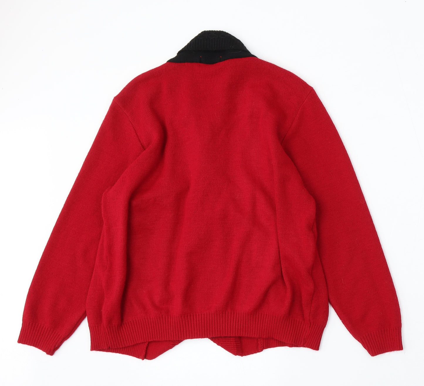 Vivi London Womens Red V-Neck Acrylic Cardigan Jumper Size L