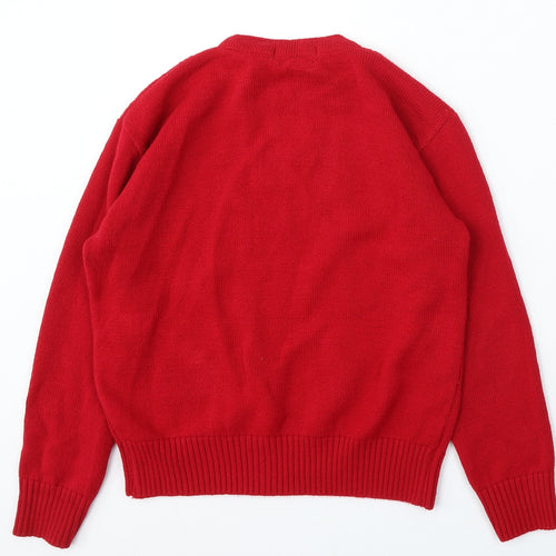 Pure and Natural Womens Red Round Neck Acrylic Pullover Jumper Size M
