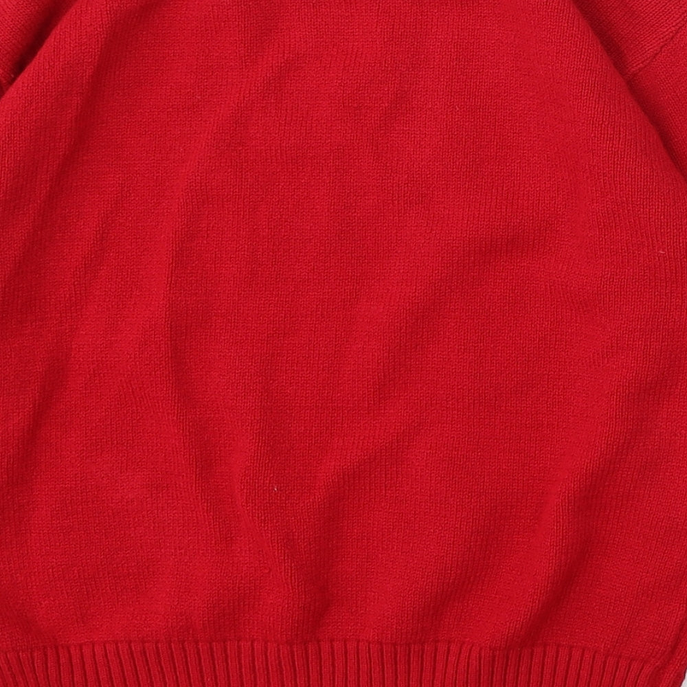 Pure and Natural Womens Red Round Neck Acrylic Pullover Jumper Size M