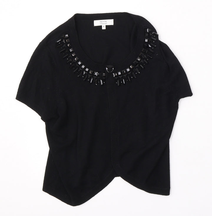 Debenhams Womens Black V-Neck Viscose Cardigan Jumper Size 8