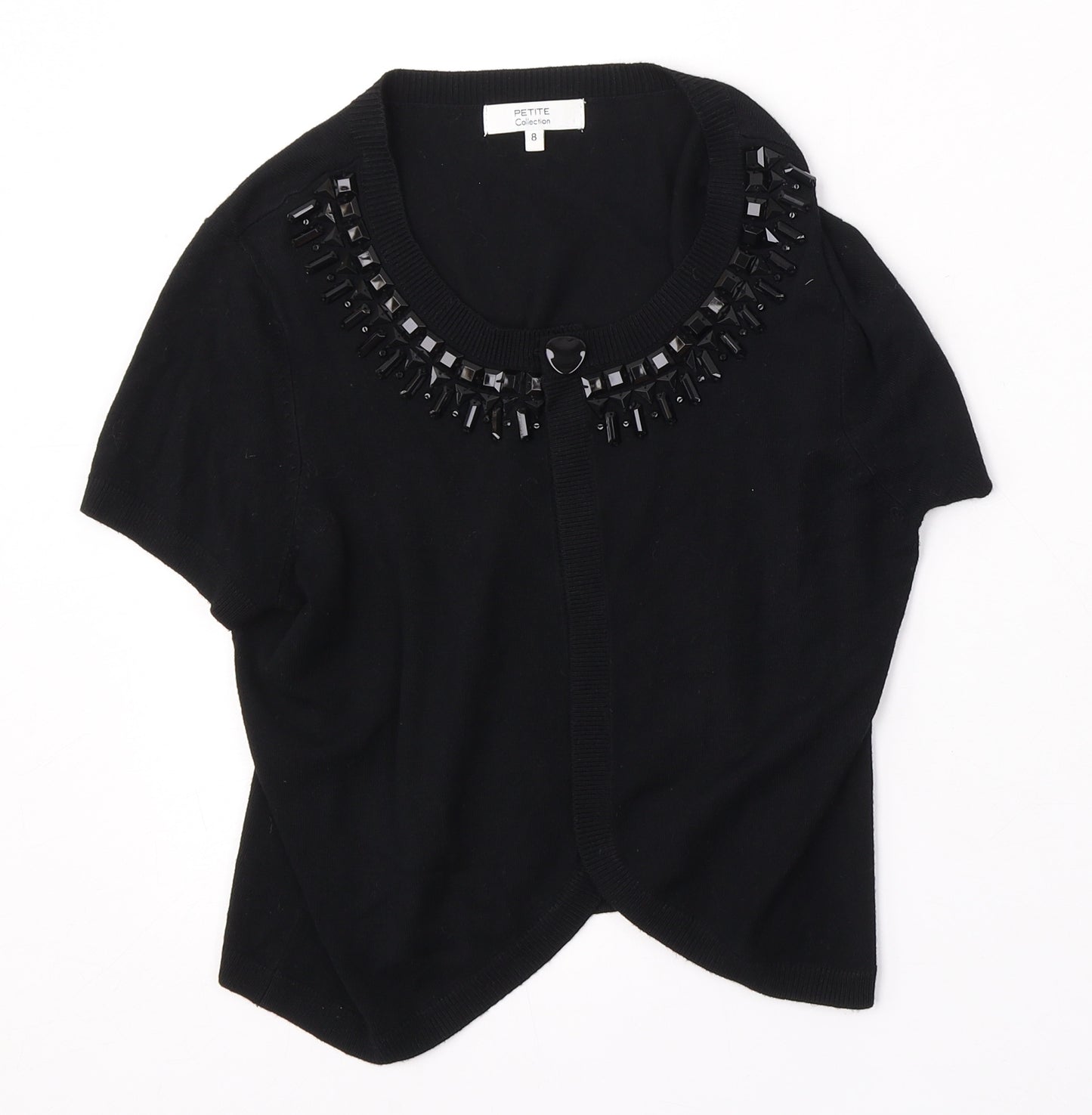 Debenhams Womens Black V-Neck Viscose Cardigan Jumper Size 8
