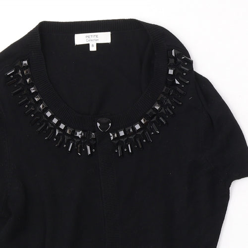 Debenhams Womens Black V-Neck Viscose Cardigan Jumper Size 8