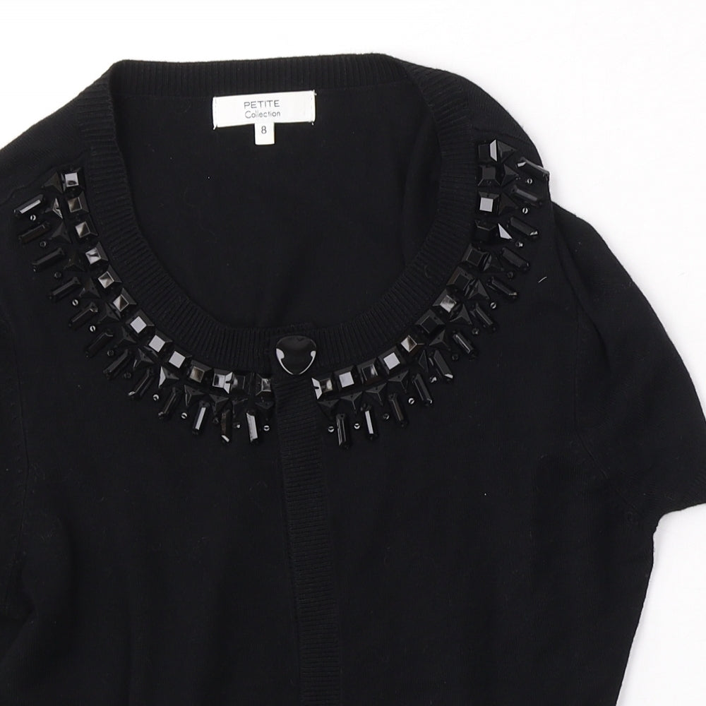 Debenhams Womens Black V-Neck Viscose Cardigan Jumper Size 8