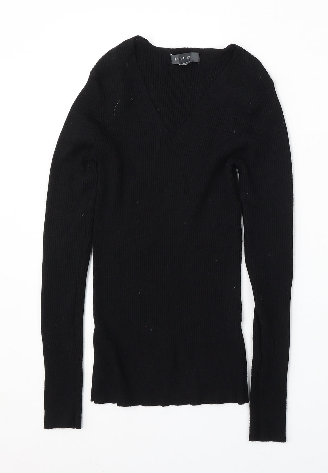 Primark Womens Black V-Neck Polyester Pullover Jumper Size 10