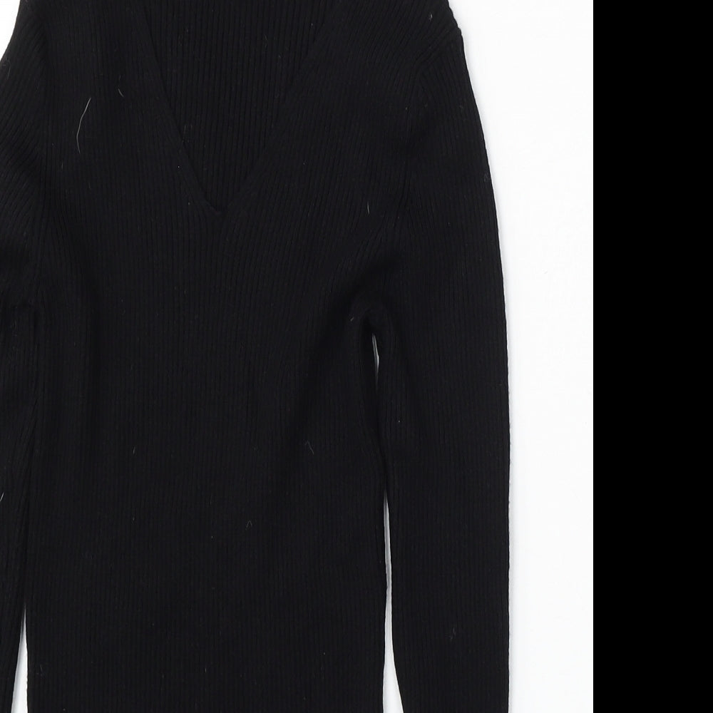Primark Womens Black V-Neck Polyester Pullover Jumper Size 10