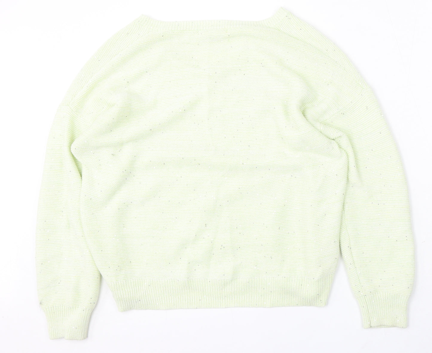 NEXT Womens Yellow V-Neck Cotton Pullover Jumper Size M