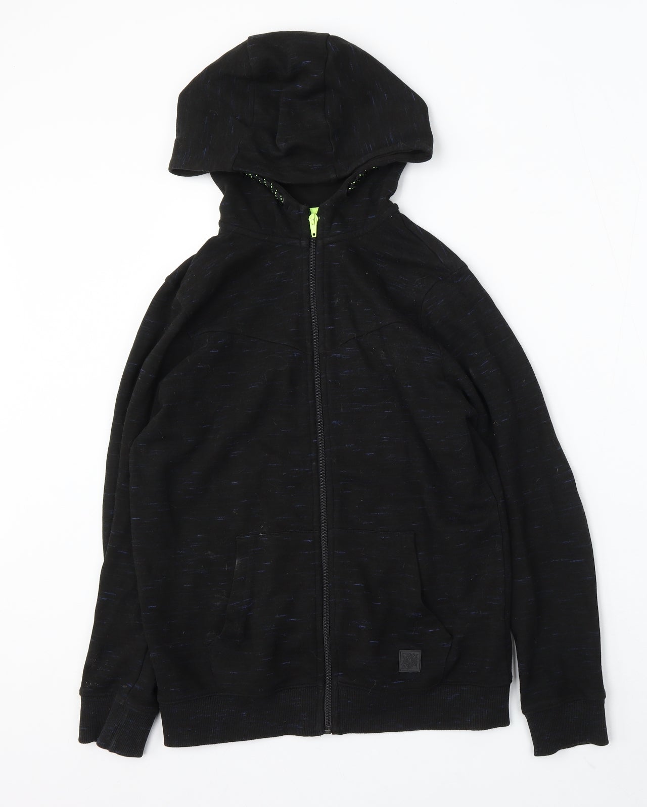 F&F Boys Black Cotton Full Zip Hoodie Size 11-12 Years Zip