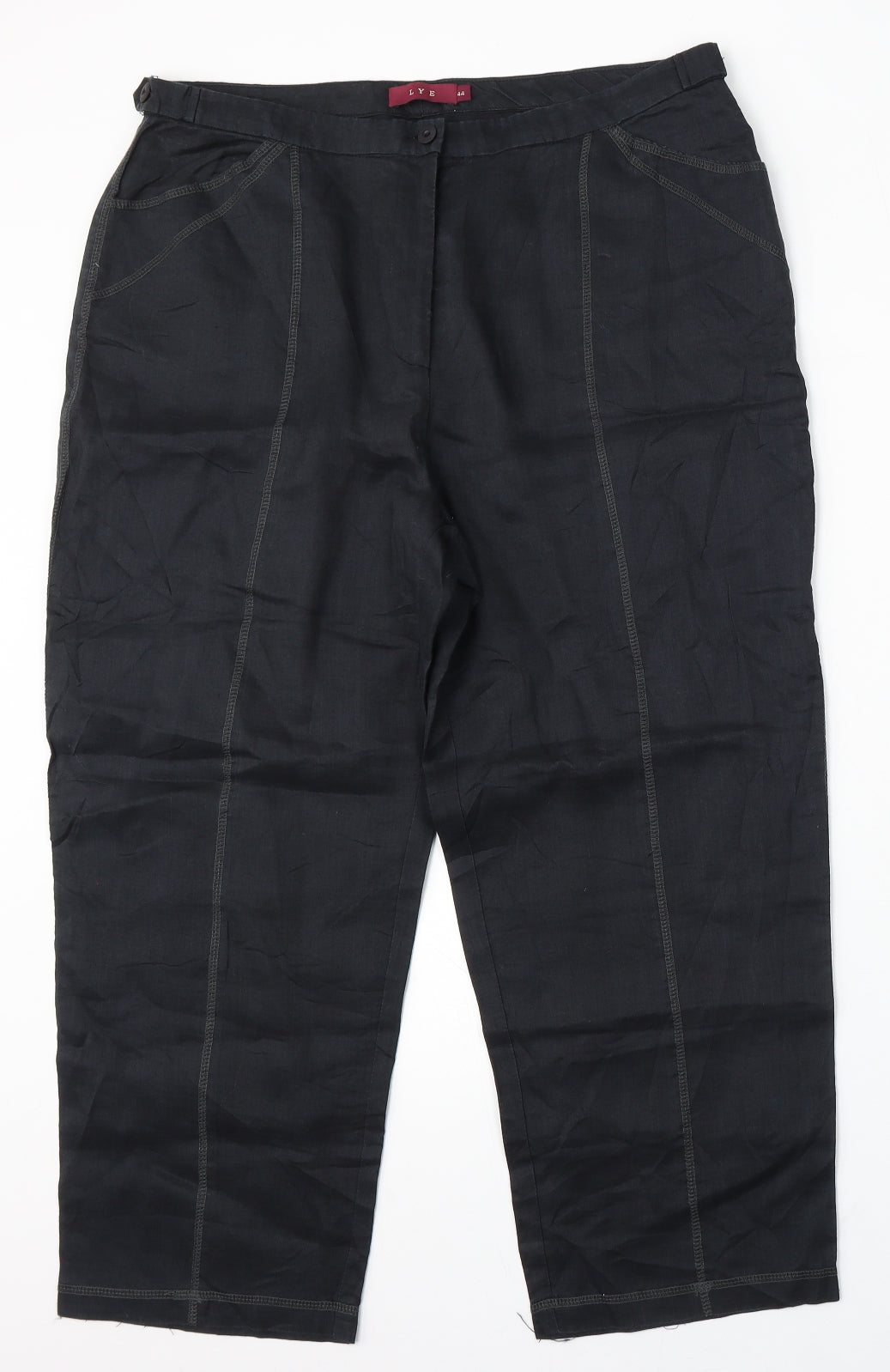 Lye Womens Blue Linen Trousers Size 32 L24 in Regular