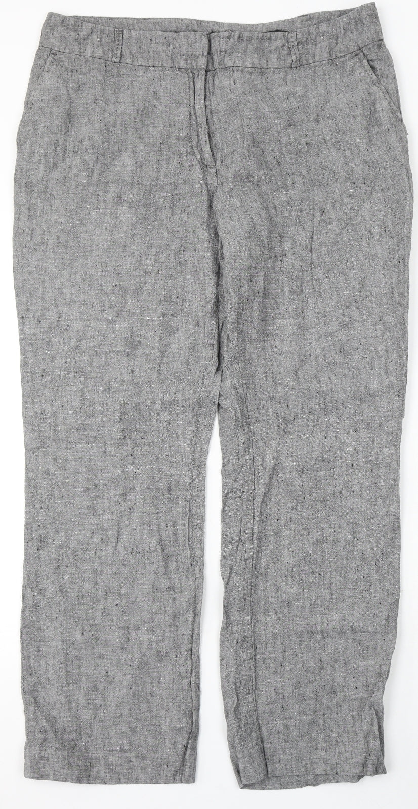TU Womens Grey Linen Trousers Size 16 L28 in Regular