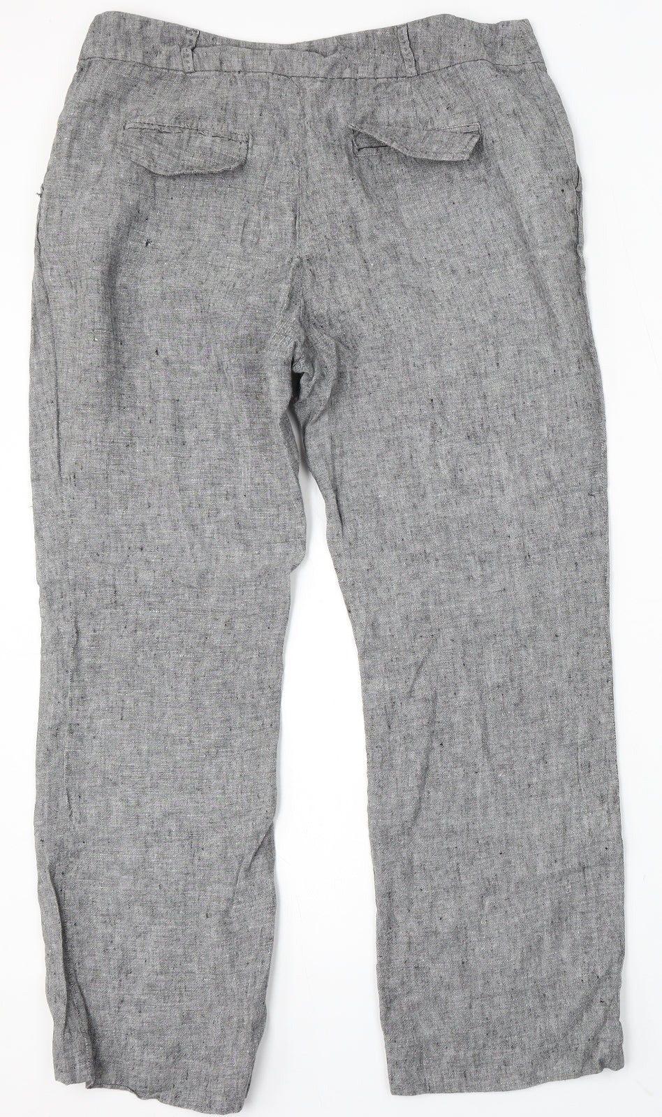 TU Womens Grey Linen Trousers Size 16 L28 in Regular
