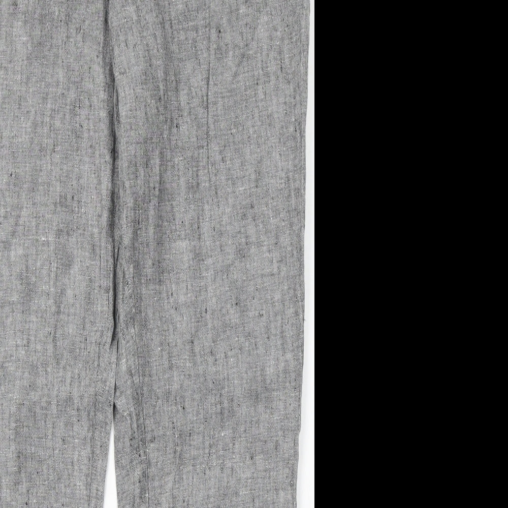 TU Womens Grey Linen Trousers Size 16 L28 in Regular