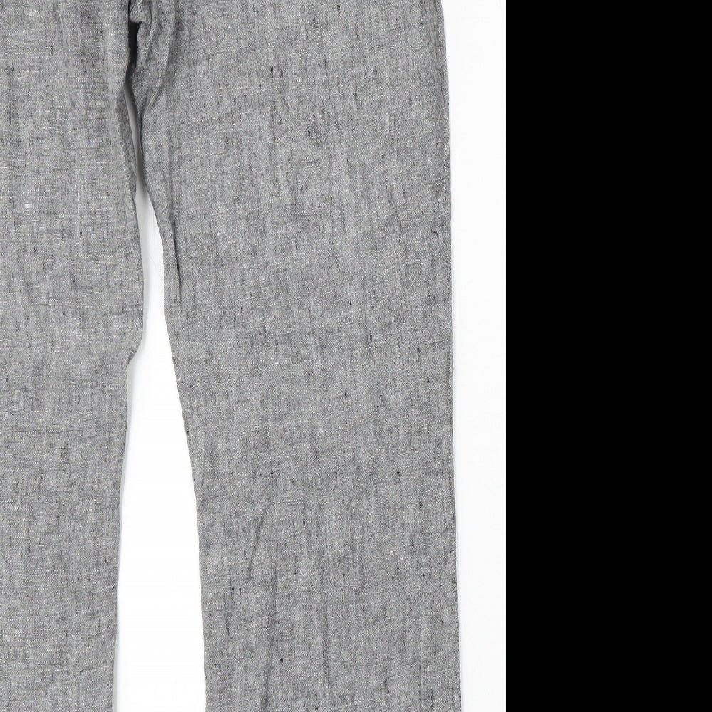 TU Womens Grey Linen Trousers Size 16 L28 in Regular