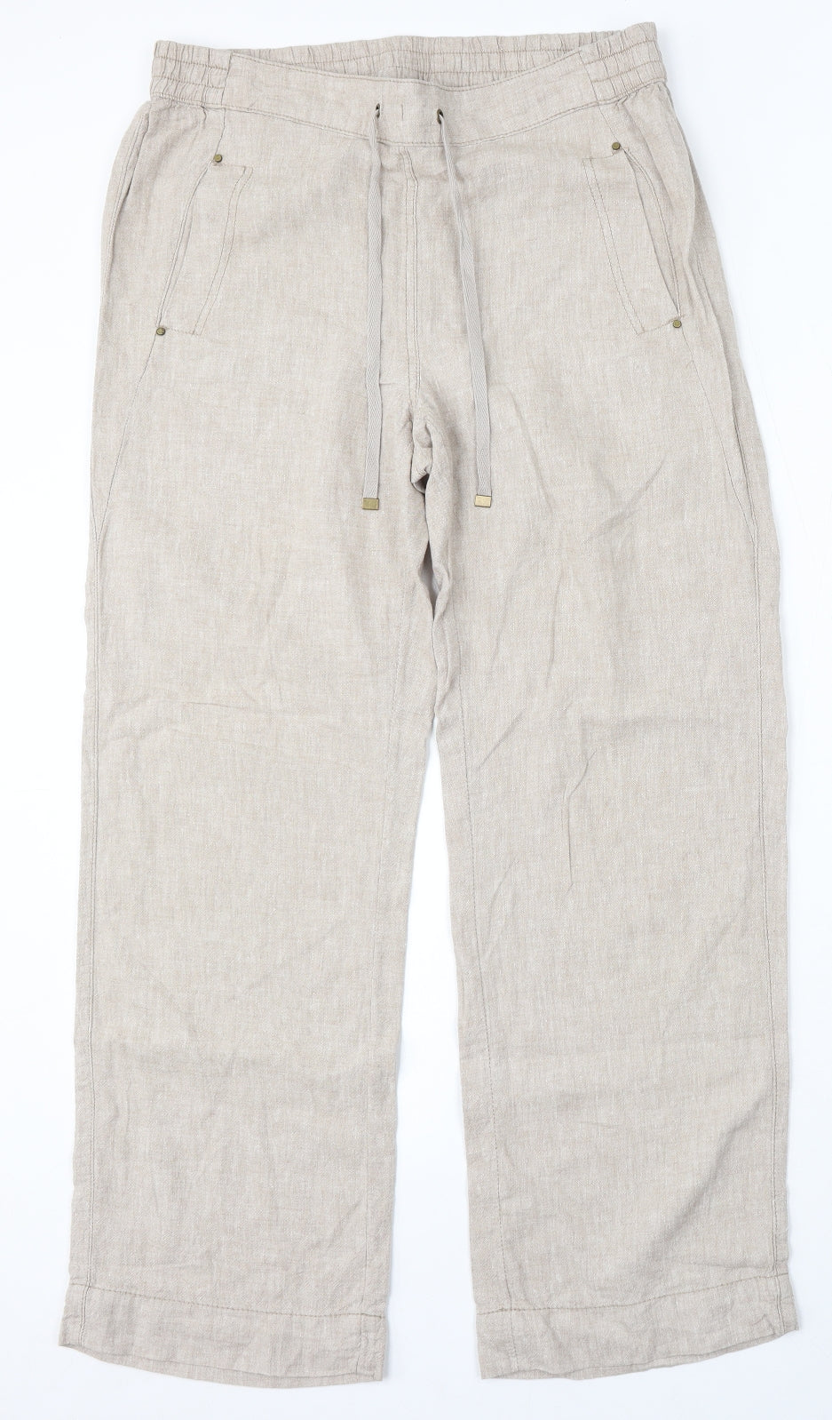 George Womens Beige Linen Trousers Size 12 L30 in Regular