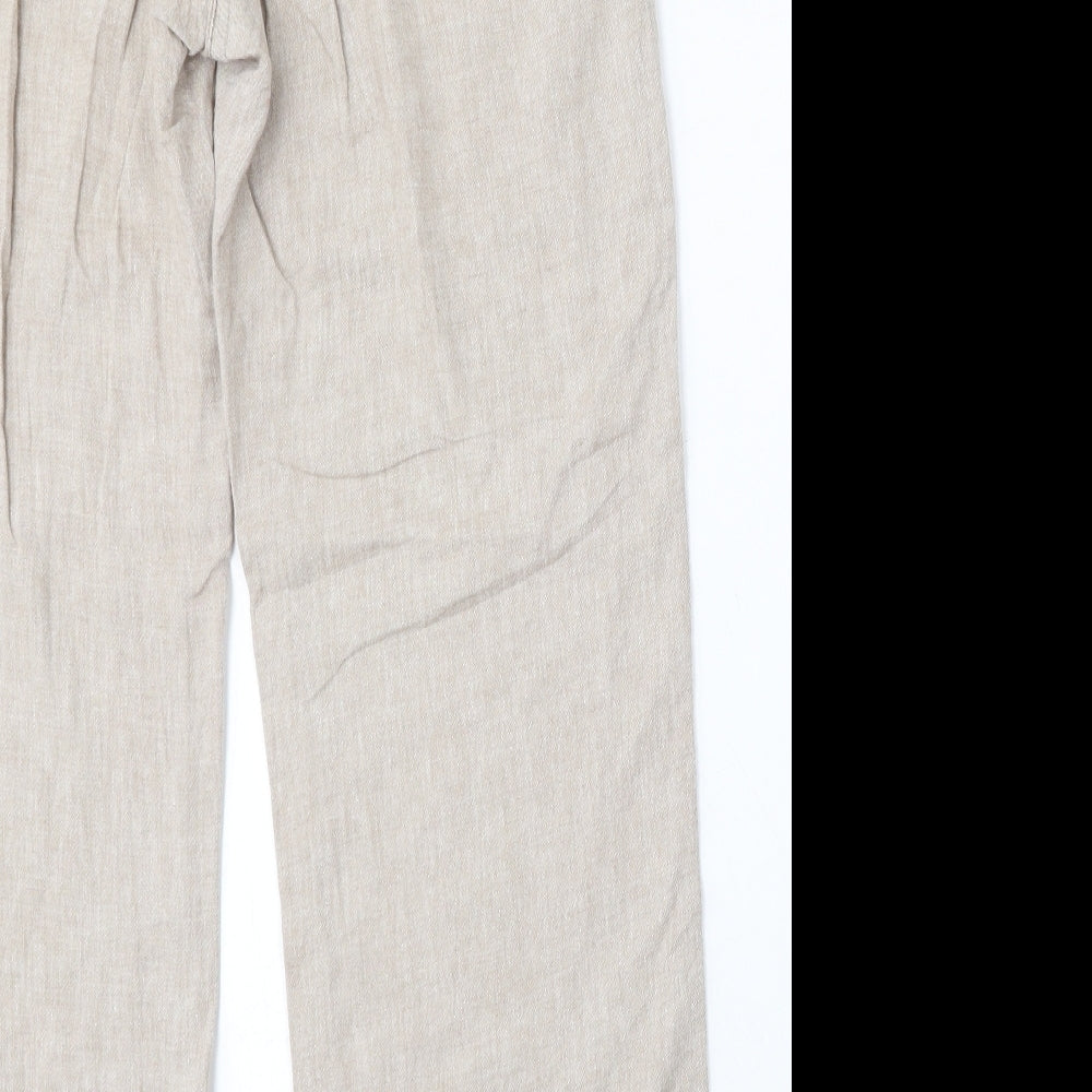 George Womens Beige Linen Trousers Size 12 L30 in Regular