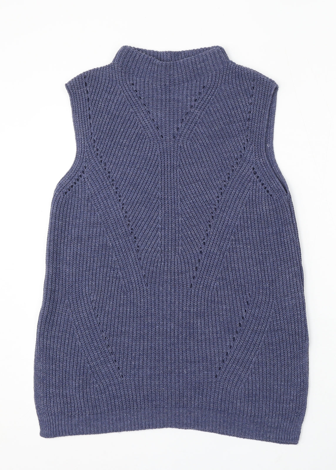 George Womens Blue Round Neck Acrylic Vest Jumper Size 14