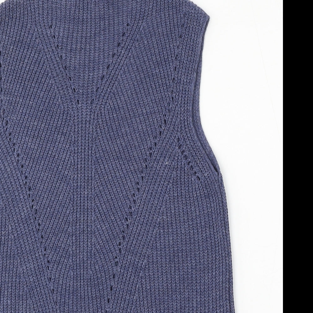 George Womens Blue Round Neck Acrylic Vest Jumper Size 14