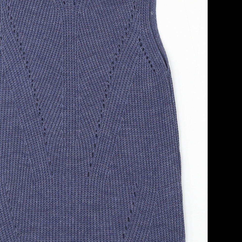 George Womens Blue Round Neck Acrylic Vest Jumper Size 14