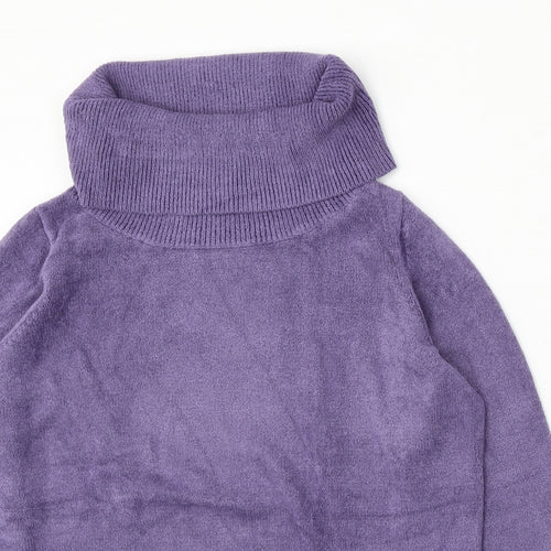 Classic Womens Purple Roll Neck Polyester Pullover Jumper Size M