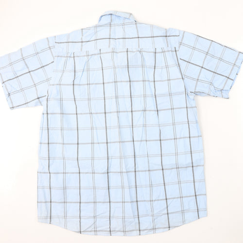 Paul Berman Mens Blue Check Polyester Polo Size M Collared Button