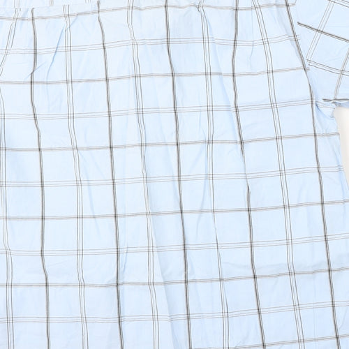 Paul Berman Mens Blue Check Polyester Polo Size M Collared Button