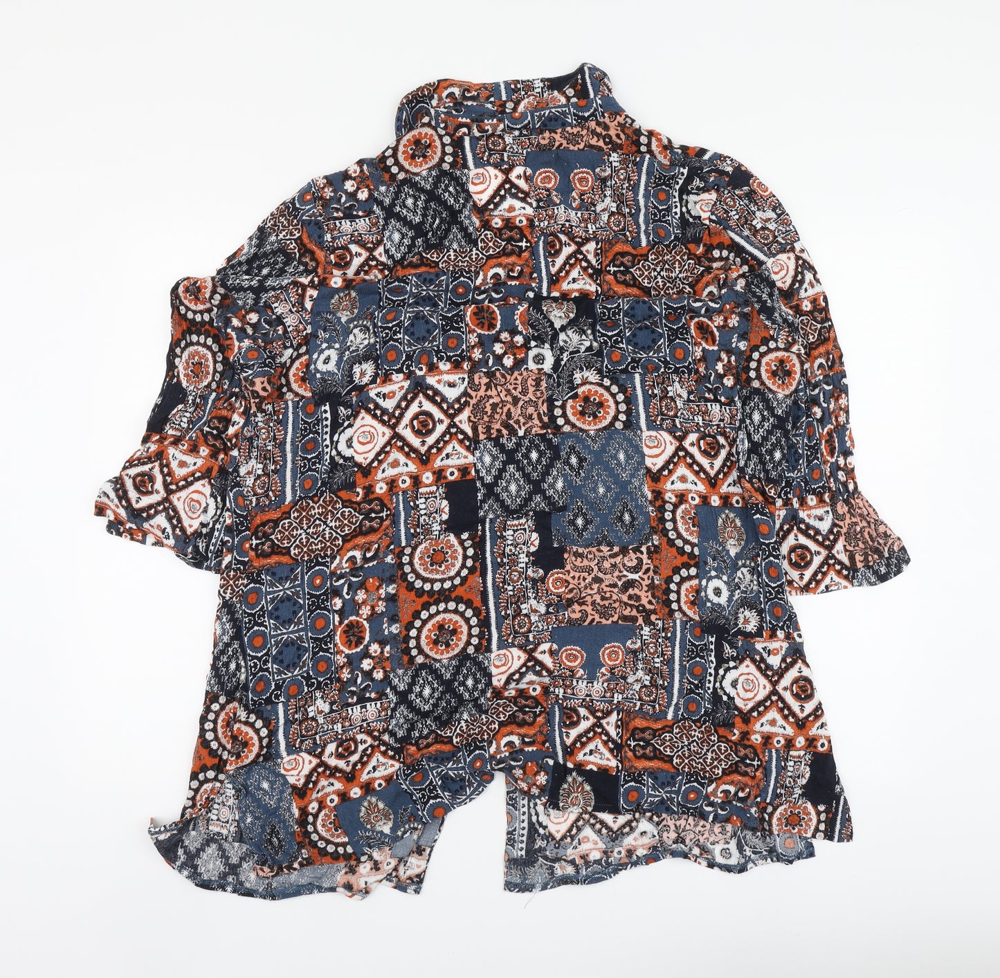 Afibel Womens Multicoloured Geometric Viscose Basic Blouse Size 26 V-Neck