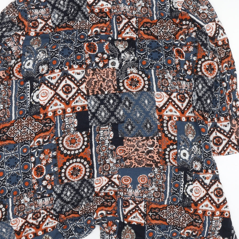 Afibel Womens Multicoloured Geometric Viscose Basic Blouse Size 26 V-Neck
