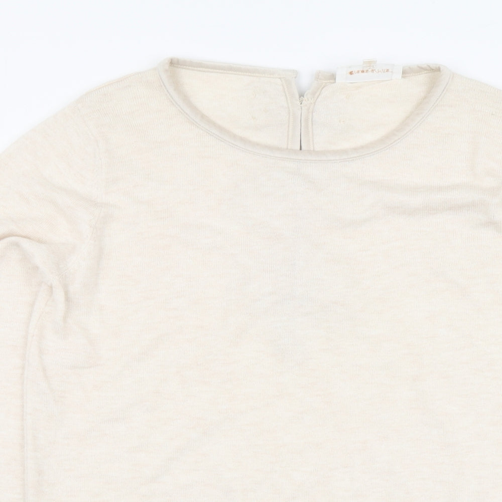 Grace & Mila Womens Beige Round Neck Nylon Pullover Jumper Size L